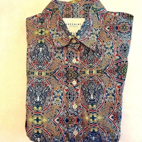 The Shirt Rochelle Behrens Print Button Down Blouse Medium - Picture 1 of 5